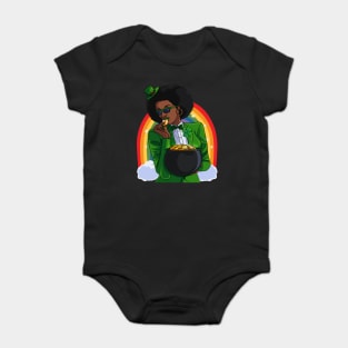 African American Leprechaun St. Patricks Day Baby Bodysuit